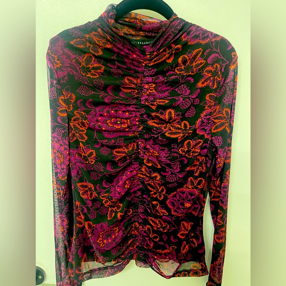 Jane + Dellancey women’s mesh floral shirt